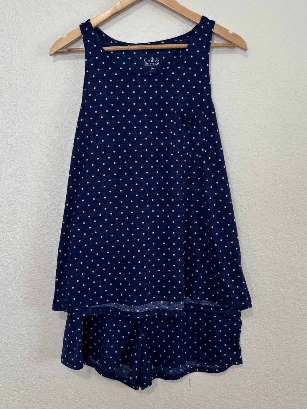 Croft & Barrow Blue Polka Dot Pajama Set Size L